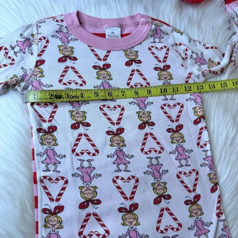 Hanna Andersson Dr. Seuss Grinch Long John Pajama Set Cindy Lou Who Candy Cane 8